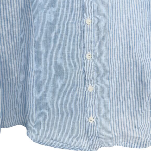 CP Shades Linen Pinstripe Romy Button Down Shirt Top Blue White Size Medium - Picture 7 of 8